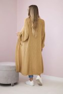 Sweter długi kardigan camelowy  