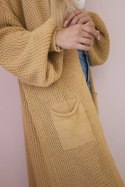 Sweter długi kardigan camelowy  