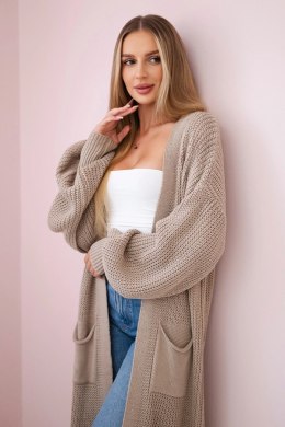 Sweter długi kardigan ciemny beżowy  