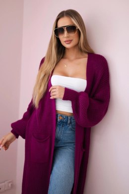 Sweter długi kardigan ciemny fioletowy  