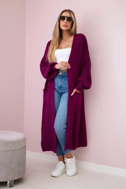 Sweter długi kardigan ciemny fioletowy  