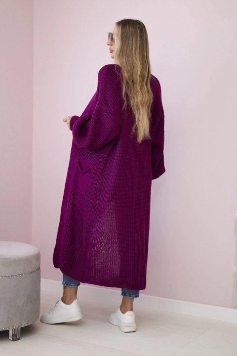 Sweter długi kardigan ciemny fioletowy Sweter długi kardigan ciemny fioletowy