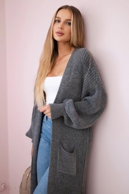 Sweter długi kardigan ciemny szary  