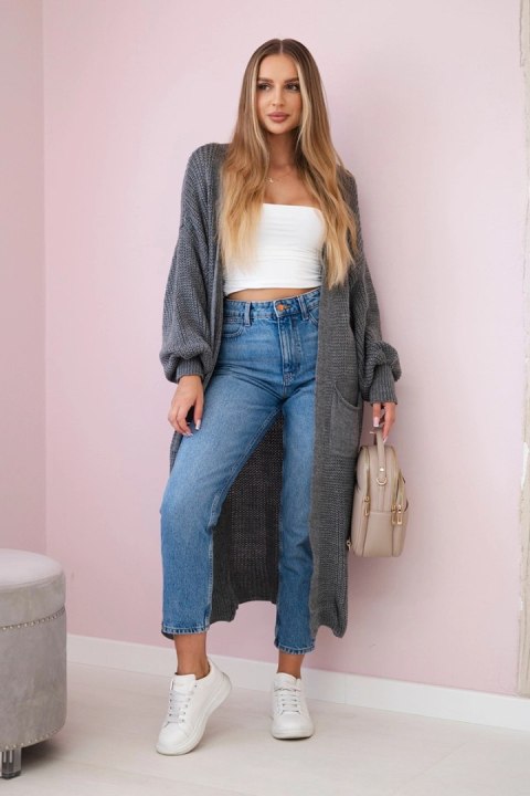 Sweter długi kardigan ciemny szary Sweter długi kardigan ciemny szary