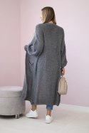 Sweter długi kardigan ciemny szary  