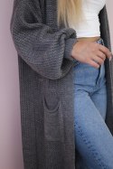 Sweter długi kardigan ciemny szary  