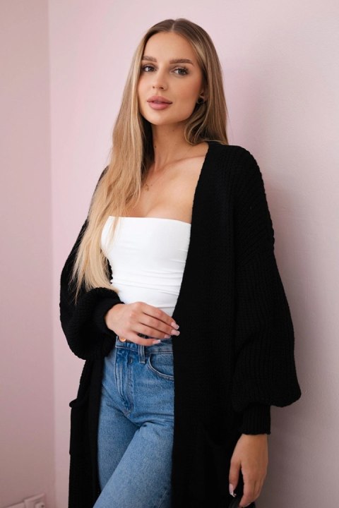 Sweter długi kardigan czarny Sweter długi kardigan czarny