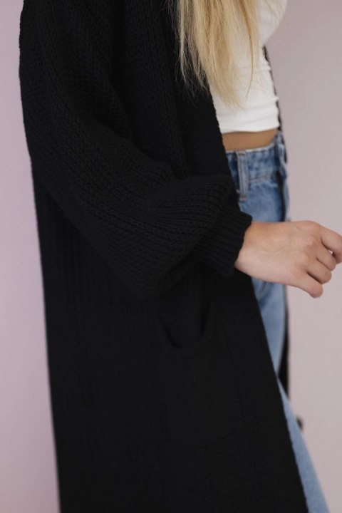 Sweter długi kardigan czarny Sweter długi kardigan czarny