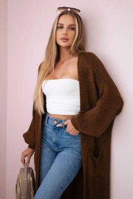 Sweter długi kardigan czekoladowy  