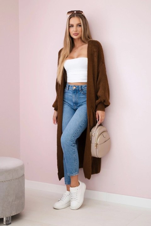 Sweter długi kardigan czekoladowy Sweter długi kardigan czekoladowy