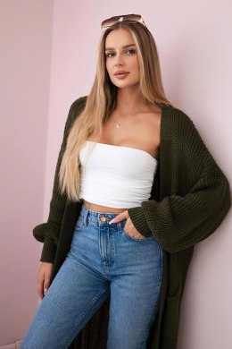 Sweter długi kardigan khaki  