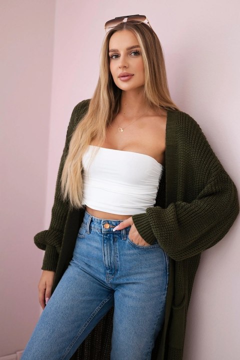 Sweter długi kardigan khaki  