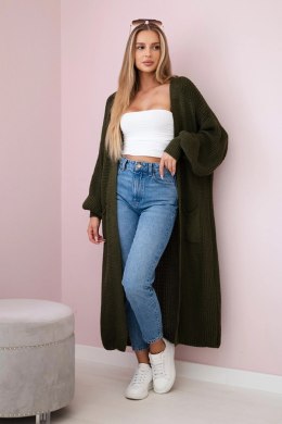 Sweter długi kardigan khaki  