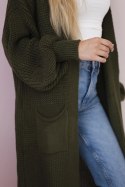 Sweter długi kardigan khaki  