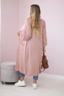 Sweter długi kardigan pudrowy róż  