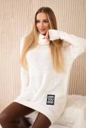Sweter z golfem ecru  