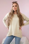 Sweter z kieszeniami z przodu beżowy  