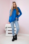 Sweter z kieszeniami z przodu chabrowy  