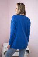 Sweter z kieszeniami z przodu chabrowy  