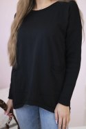 Sweter z kieszeniami z przodu czarny  