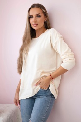 Sweter z kieszeniami z przodu ecru  