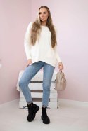 Sweter z kieszeniami z przodu ecru  