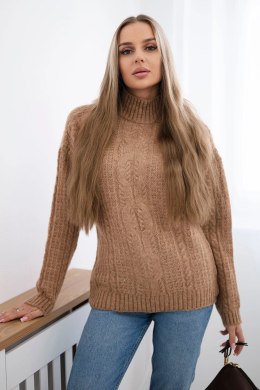Sweter z półgolfem camelowy  
