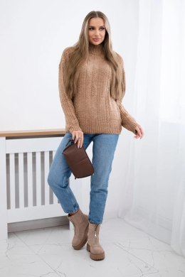 Sweter z półgolfem camelowy  