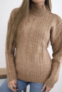 Sweter z półgolfem camelowy  