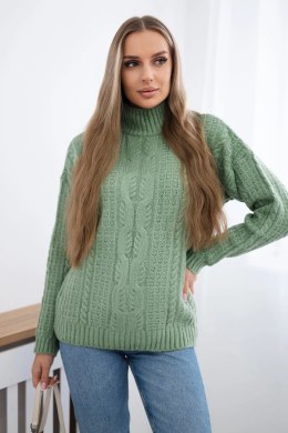 Sweter z półgolfem ciemny miętowy  