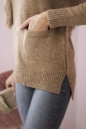 Sweter ze stójką camelowy  