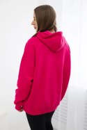 Bluza bawełniana ocieplana z kapturem Love fuksja  