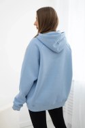 Bluza bawełniana ocieplana z kapturem Love niebieska  