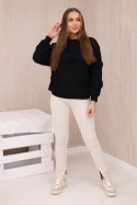 Bluza ocieplana ze ściągaczem i ozdobnymi kokardami czarna  