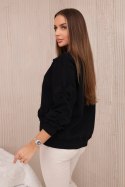 Bluza ocieplana ze ściągaczem i ozdobnymi kokardami czarna  