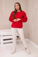 Bluza ocieplana ze ściągaczem i ozdobnymi kokardami czerowna  