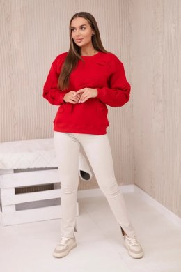 Bluza ocieplana ze ściągaczem i ozdobnymi kokardami czerowna  