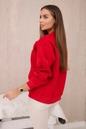Bluza ocieplana ze ściągaczem i ozdobnymi kokardami czerowna  