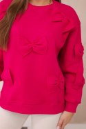 Bluza ocieplana ze ściągaczem i ozdobnymi kokardami fuksja  