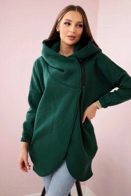 Bluza z krótkim suwakiem ciemno zielona  