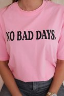 Bluzka bawełniana No Bad Days jasno różowa  