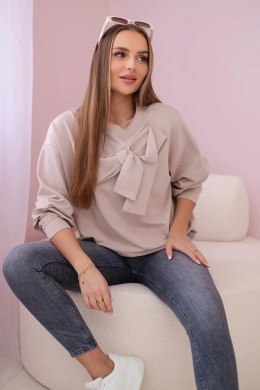 Bluzka bawełniana z kokardą beżowa  