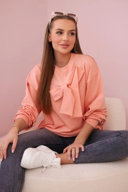 Bluzka bawełniana z kokardą morelowa  