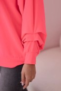 Bluzka bawełniana z kokardą różowy neon  