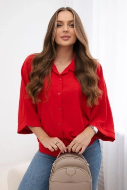 Bluzka oversize zapinana na guziki czerwona  