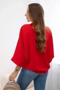 Bluzka oversize zapinana na guziki czerwona  