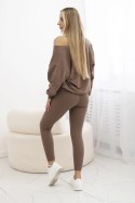 Komplet 3-częściowy bluza + top + legginsy mocca  