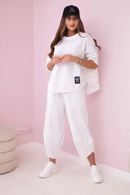 Komplet bawełniany bluza + spodnie biały  