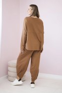 Komplet bawełniany bluza + spodnie camelowy  