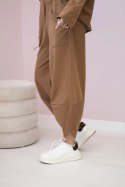 Komplet bawełniany bluza + spodnie camelowy  